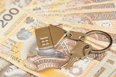Pila de dinero y de un clave Pila de dinero y de un clave
