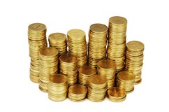 Pila del dinero del oro aislada en blanco fotografía de archivo libre de regalías Pila del dinero del oro aislada en blanco fotografía de archivo libre de regalías