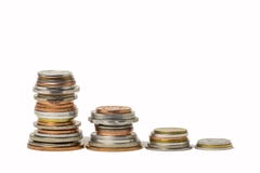 Pilas de la moneda del mundo foto de archivo libre de regalías Pilas de la moneda del mundo foto de archivo libre de regalías