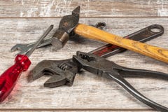 Pile of Five Tools royalty free stock photos Pile of Five Tools royalty free stock photos