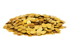 Pile of golden coins isolated