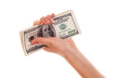 Pile Of Dollar S Banknotes In Female Hand Royalty Free Stock Photo