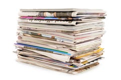 Pile of old newspapers and magazines isolated on white background Royalty Free Stock Photo Pile of old newspapers and magazines isolated on white background Royalty Free Stock Photo