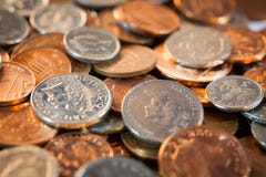 Piles of British loose change stock photo Piles of British loose change stock photo