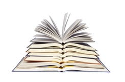 Pilha de livros abertos imagens de stock Pilha de livros abertos imagens de stock