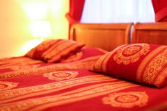 Pillows And Double Bed In Interior Of Modern Hotel Royalty Free Stock Photo Pillows And Double Bed In Interior Of Modern Hotel Royalty Free Stock Photo