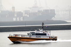 Pilot ships for guiding incoming and outgoing ships royalty free stock image Pilot ships for guiding incoming and outgoing ships royalty free stock image
