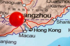 Pin On A Map Of Hong Kong Stock Photo Pin On A Map Of Hong Kong Stock Photo