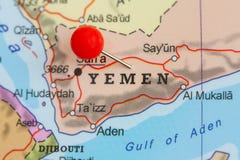 Pin On A Map Of Yemen Royalty Free Stock Photo