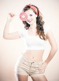 Pin up girl with big lollipop Stock Image Pin up girl with big lollipop Stock Image