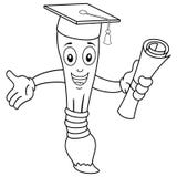Pincel da coloração com chapéu da graduação ilustração royalty free Pincel da coloração com chapéu da graduação ilustração royalty free