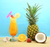 Pineapple And Cocktail Royalty Free Stock Photo