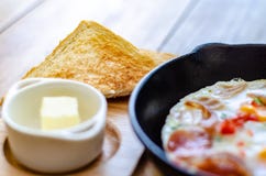 Ping bread and breakfast on the table stock photo Ping bread and breakfast on the table stock photo