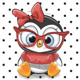 Pinguim bonito dos desenhos animados com vidros vermelhos ilustração royalty free Pinguim bonito dos desenhos animados com vidros vermelhos ilustração royalty free