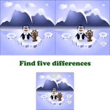 Pingüino de las diferencias del hallazgo cinco del ejemplo del vector libre illustration Pingüino de las diferencias del hallazgo cinco del ejemplo del vector libre illustration