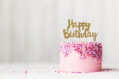 Pink birthday cake Stock Photos Pink birthday cake Stock Photos