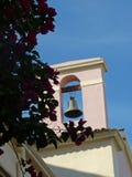 Pink bougainvillaea with church royalty free stock images Pink bougainvillaea with church royalty free stock images