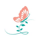 Pink butterfly vector illustration on leaves stock illustration Pink butterfly vector illustration on leaves stock illustration