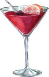 Pink cocktail glass with grapefruit. Hand drawn watercolor illustration. royalty free illustration Pink cocktail glass with grapefruit. Hand drawn watercolor illustration. royalty free illustration