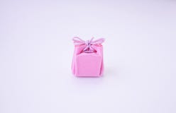 Pink gift box with ribbon for jewelry. Valentines Day, Womens Day, Mothers Day, Birthday, Wedding, Christmas. space for text stock photography Pink gift box with ribbon for jewelry. Valentines Day, Womens Day, Mothers Day, Birthday, Wedding, Christmas. space for text stock photography