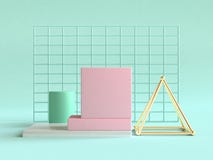 Pink green gold geometric shape abstract still life scene 3d render green background stock illustration Pink green gold geometric shape abstract still life scene 3d render green background stock illustration
