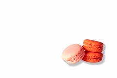 Pink and red macaroons on white royalty free stock image Pink and red macaroons on white royalty free stock image