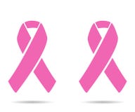 Pink Ribbons With Shadow Two On White Background Stock Images Pink Ribbons With Shadow Two On White Background Stock Images
