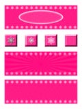 Pink Snowflake Banner and Button Set. A set of three pink winter banners and four buttons. Each banner has snowflakes on a blue background. The buttons stock illustration Pink Snowflake Banner and Button Set. A set of three pink winter banners and four buttons. Each banner has snowflakes on a blue background. The buttons stock illustration