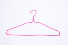 Pink Wire Hangers On White Background Stock Photo