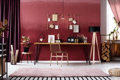 Pink workspace interior royalty free stock photo Pink workspace interior royalty free stock photo