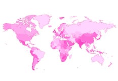 Pink World map with countries vector illustration Pink World map with countries vector illustration