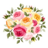 Pink and yellow roses. vector illustration Pink and yellow roses. vector illustration