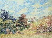 Pintura acrílica do óleo tropical do impressionismo da floresta ilustração stock Pintura acrílica do óleo tropical do impressionismo da floresta ilustração stock