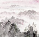 Pintura chinesa da paisagem da montanha alta fotos de stock Pintura chinesa da paisagem da montanha alta fotos de stock