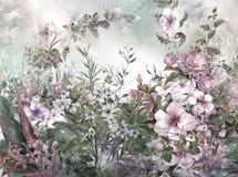 Pintura colorida abstrata da aquarela das flores Mola ilustração royalty free Pintura colorida abstrata da aquarela das flores Mola ilustração royalty free