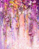 Pintura da aguarela O roxo da mola floresce a glicínia ilustração royalty free Pintura da aguarela O roxo da mola floresce a glicínia ilustração royalty free