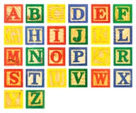 Pintura de madeira do bloco do alfabeto de ABC colorida imagens de stock Pintura de madeira do bloco do alfabeto de ABC colorida imagens de stock