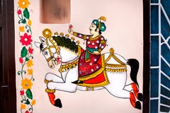 Pintura de Rajasthán en Haveli fotografía de archivo libre de regalías Pintura de Rajasthán en Haveli fotografía de archivo libre de regalías