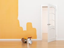 Pintura de un cuarto vacío. Casa de la renovación. 3D libre illustration Pintura de un cuarto vacío. Casa de la renovación. 3D libre illustration