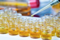 Pipette with drop of reagent into tubes during examination in a royalty free stock images Pipette with drop of reagent into tubes during examination in a royalty free stock images