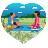 Piquenique do verão com projeto bonito da pessoa ilustração do vetor Piquenique do verão com projeto bonito da pessoa ilustração do vetor