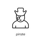 Piraatpictogram In modern vlak lineair vectorpiraatpictogram op whi vector illustratie Piraatpictogram In modern vlak lineair vectorpiraatpictogram op whi vector illustratie
