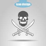 Piraatpictogram Schedel met twee zwaarden op een grijze achtergrond Vector illustratie stock illustratie Piraatpictogram Schedel met twee zwaarden op een grijze achtergrond Vector illustratie stock illustratie