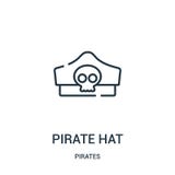 pirate hat icon vector from pirates collection. Thin line pirate hat outline icon vector illustration. Linear symbol for use on stock illustration pirate hat icon vector from pirates collection. Thin line pirate hat outline icon vector illustration. Linear symbol for use on stock illustration