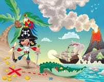 Pirate on the island. vector illustration Pirate on the island. vector illustration
