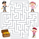 Piraten u. Schatz-Labyrinth für Kinder stock abbildung Piraten u. Schatz-Labyrinth für Kinder stock abbildung