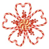 Pirulito, flor apresentada com doces do Natal com uma curva Elementos para um cartão de Natal Ilustração da aguarela ilustração royalty free Pirulito, flor apresentada com doces do Natal com uma curva Elementos para um cartão de Natal Ilustração da aguarela ilustração royalty free