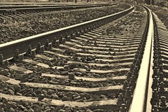 Pista de ferrocarril en sepia imagen de archivo Pista de ferrocarril en sepia imagen de archivo
