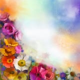 Pittura floreale astratta dell'acquerello Passi il colore bianco, giallo, rosa e rosso della pittura della gerbera della margheri illustrazione vettoriale Pittura floreale astratta dell'acquerello Passi il colore bianco, giallo, rosa e rosso della pittura della gerbera della margheri illustrazione vettoriale