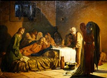 Pittura a olio russa classica: cena segreta immagini stock Pittura a olio russa classica: cena segreta immagini stock
